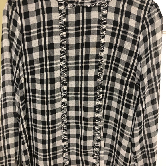 Karl Lagerfeld for Long tall sally black plaid blouse - Picture 3 of 8